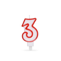 Číslová sviečka so stojančekom "3" 75mm [1 ks]