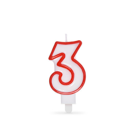 Číslová sviečka so stojančekom "3" 75mm