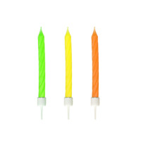 Narodeninová sviečka so stojančekom neónová Ø5 x 60 mm [12 ks]
