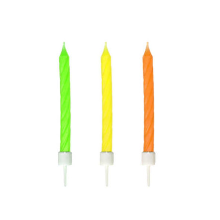 Narodeninová sviečka so stojančekom neónová Ø5 x 60 mm [12 ks]