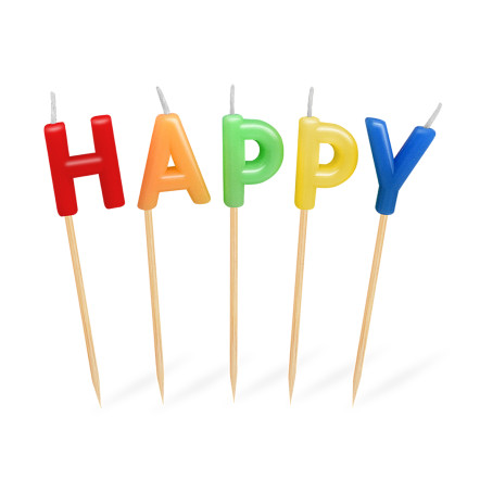Set sviečok na špajdli "happy birthday" 65mm