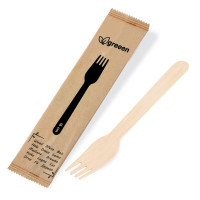 Vidlička (drevená FSC 100%) 16cm jednotlivo balená [100 ks]