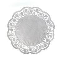 Dekoračná krajka (PAP) okrúhla biela Ø32cm [6 ks]