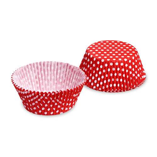 65582 - Cukrárenský košíček (PAP) Bodky bielo/červený Ø50 x 30 mm [40 ks]