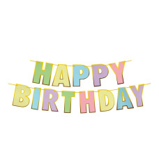 Papierová girlanda sada "HAPPY BIRTHDAY" 16 x 20 cm písmená + 5m šnúrka [1 sada]