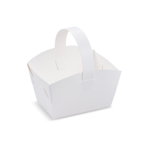 71705 - Svadobné košíčky (PAP) s uškom biely 10 x 8 x 6 cm [50 ks]