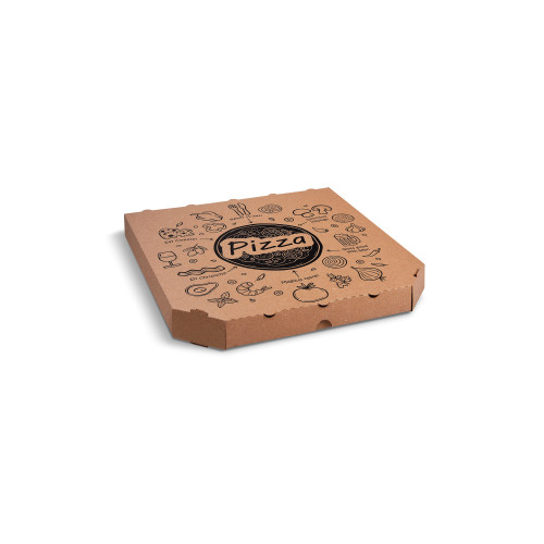 72062 - Krabica na pizzu (mikrovlnitá lepenka) E6 kraft s potlačou 32 x 32 x 3 cm [100 ks]