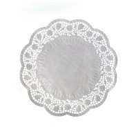 Dekoračná krajka (PAP) okrúhla biela Ø28cm [100 ks]