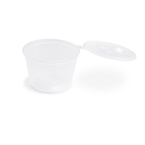 74912 - Dressingová miska (PP)  s viečkom priehľadná Ø70mm 120ml [50 ks]