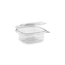 Miska (rPET) s viečkom hranatá priehľadná 250ml [50 ks]
