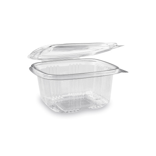 77605 - Miska (rPET) s viečkom hranatá priehľadná 500ml [50 ks]