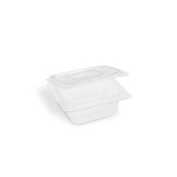 Miska (rPET) s viečkom hranatá priehľadná 250ml [50 ks]