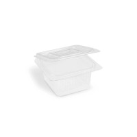 Miska (rPET) s viečkom hranatá priehľadná 375ml [50 ks]
