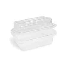 Miska (rPET) s viečkom hranatá priehľadná 750 + 400 ml [50 ks]