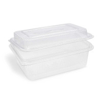 Miska (rPET) s viečkom hranatá priehľadná 1500 + 450 ml [50 ks]