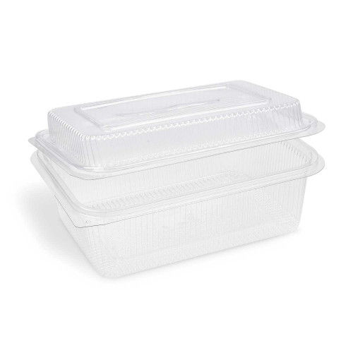 Miska (rPET) s viečkom hranatá priehľadná 1500 + 450 ml [50 ks]