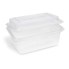 Miska (rPET) s viečkom hranatá priehľadná 2000 + 450 ml [50 ks]