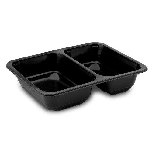 78502 - Menu misa (PP) 2dielna čierna 227 x 178 x 50 mm 1260ml [50 ks]