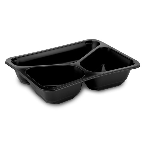 78503 - Menu misa (PP) 3dielna čierna 227 x 178 x 50 mm 1120ml [50 ks]