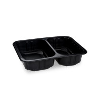 Menu misa (PP) 2dielna čierna 227 x 178 x 50 mm 1300ml [320 ks]