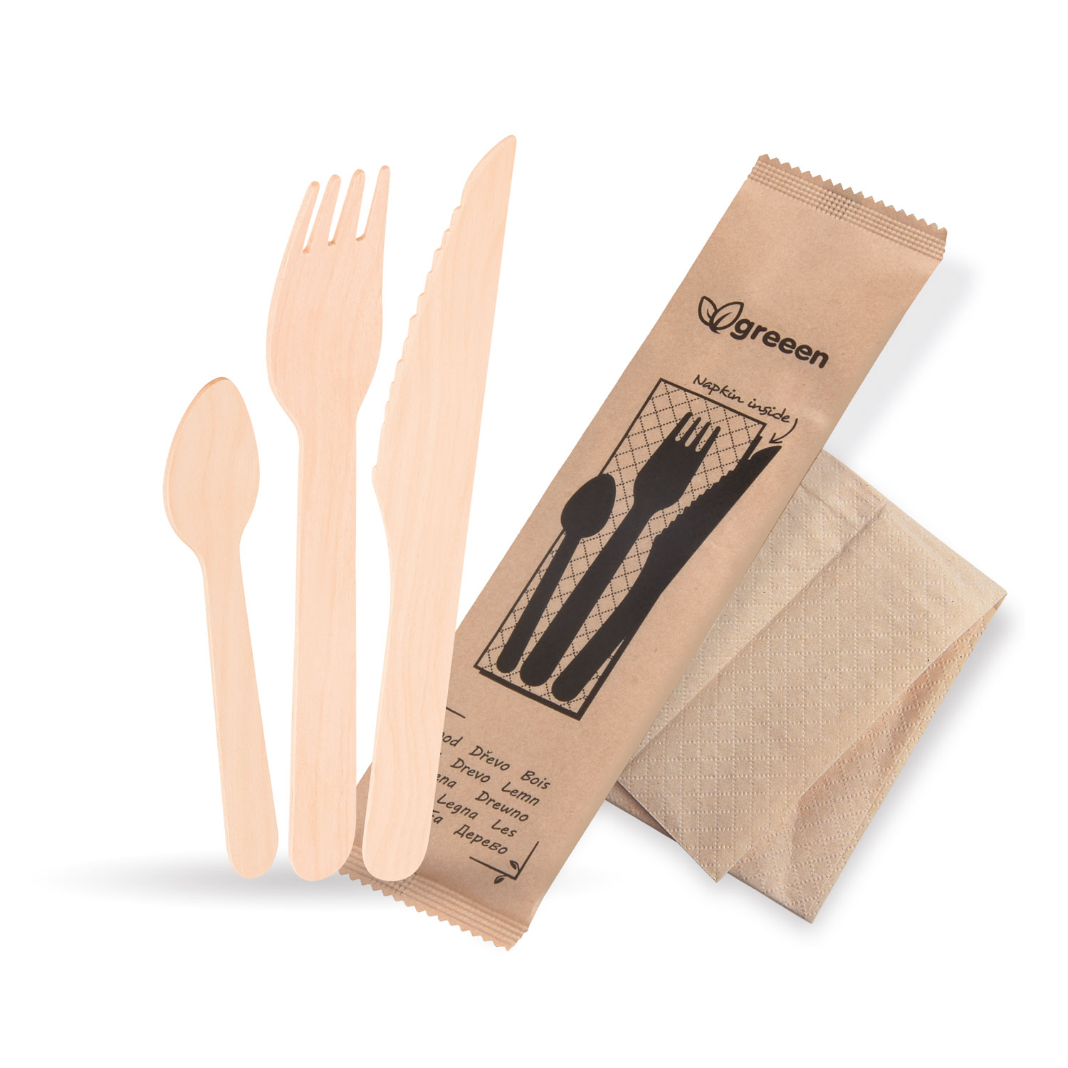 Príborová sada nôž+vidlička+lyžička+obrúsok